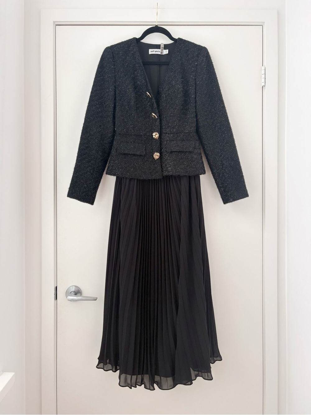 Self-Portrait Bouclé chiffon midi dress 6